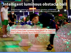 ZENTO Chine Soleil lumineux bloc de route Arrêt de voiture anti-collision Led Granite Stone Bollard Garde extérieure