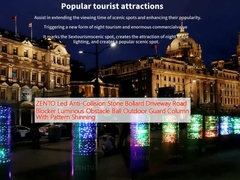 ZENTO Led Anti-Collision Stone Bollard Blocage routier de l'allée Ballon lumineux d'obstacle Colonne de garde extérieure avec un motif brillant